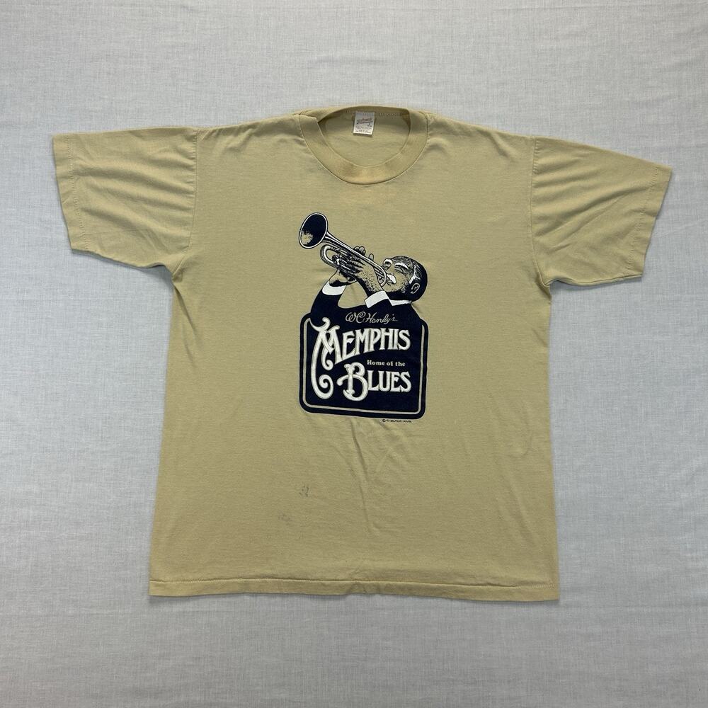 Vintage Handy’s Memphis Home Of The Blues T-Shirt Men's Large Yellow Tennessee